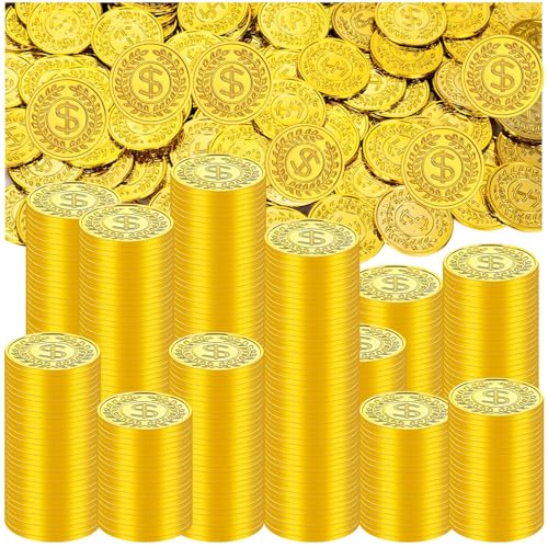 XGHSHW 600 Pcs Plastic Gold Coins Treasure Pirate Fake Coins Carnival