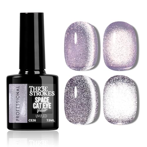 Image of THR3E STROKES 9D Glitter Cat Eye Gel Magnetic Finish Nail Polish Art Manicure DIY at Home Soak Off UV Gel 7.5ML (CE26, 7.5ML)