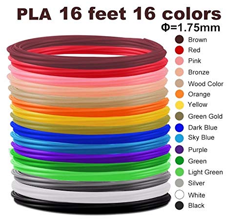 Image of URANUS 16 Colors x 5 mtr 3D Pen Filament Refills 1.75 mm PLA Pack (16)