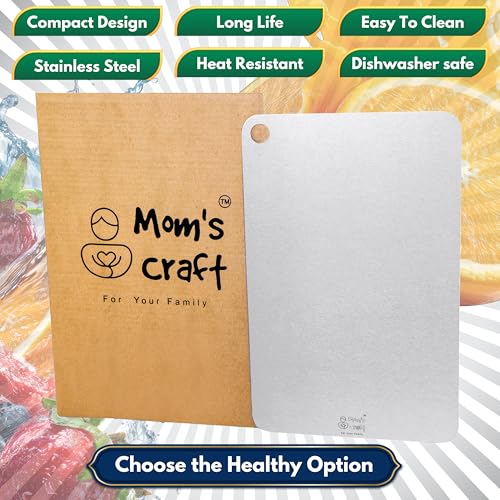 Image of Premium Stainless Steel Chopping Board | Large Rectangle Cutting Board 37cm x 25cm with Anit-Slip Gripping Mat | for Cutting Vegetables, Fruits, Meat | Reversible (Large, Rectangular)