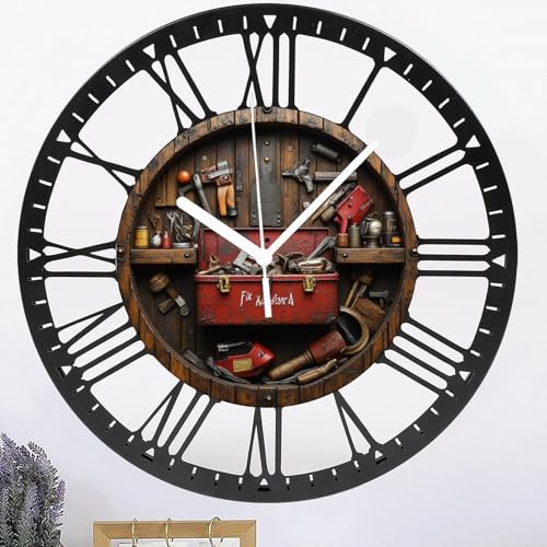 Reloj de Pared Redondo de Madera y Metal 10 Pulgadas miniatura 1