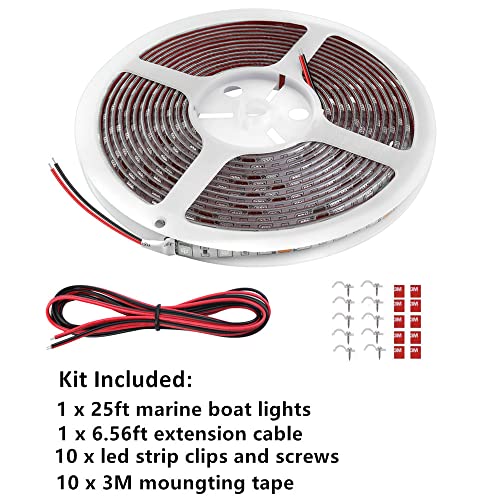 Vbakor 25Ft Led Boat Lights, Waterproof Marine Pontoon Led Strip Lights, Boat Deck Interior Light, Boat Accessories, Under Gunnel Lights, Night Fishing Lights For Pontoon Fishing Boats (Green) #TOP1