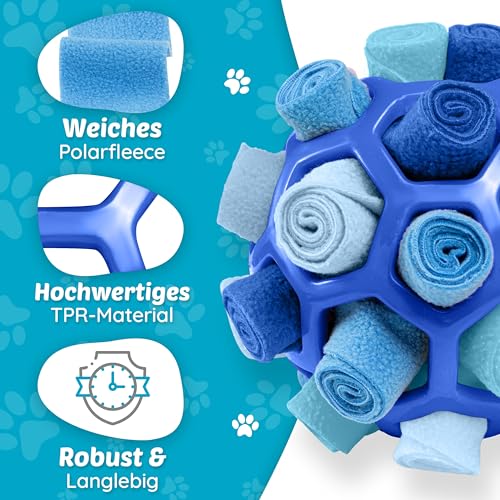 Tierbox Schnüffelball für Hunde Intelligenzspielzeug [für alle Hunde] Schnüffelspiele Hund | Ozean Blau
