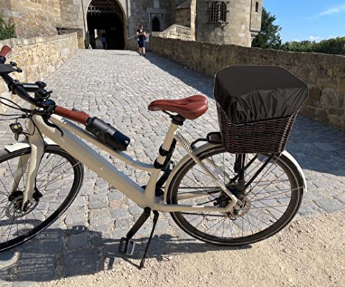 JSHAHA Regenhülle für Regenüberzug Rahrradkorb Fahrradtasche Gepäckträger 35L Wasserdichte Schwarz