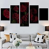 SIGNWIN 5 Panel Canvas Wall Art Modern Art Bohemian Bouquet Colorful Cool Floral Group Multicolor Photography Realism for Home Decorations Ready to Hang - 60