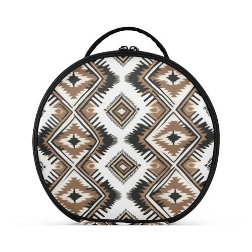 Takiito Tribal Pattern Travel Makeup Case Portable Makeup Box Artist Cosmetic Case Organizer With Adjustable Dividers