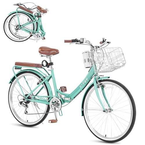 Foldable 7-Speed Cruiser Bike with Basket