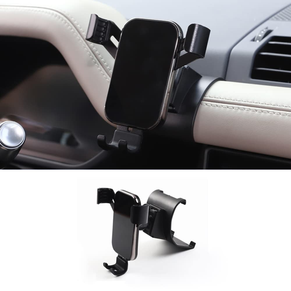 Car Mobile Phone Bracket Snap-on Vent Mount for Land Rover Defender 90/110 2020-2022, ABS, Black, Rotatable, Compatible with iPhone 12, Samsung Galaxy S21, etc.