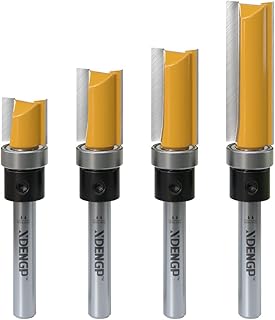 4 PCS Pattern Flush Trim Router Bit Set 1/4 Inch Shank, Top Bearing Flush Cut Trim Router Bit for Woodworking, Cutting Diameter: 1/2", Cutting Length: 1/2", 3/4", 1", 1-1/2"
