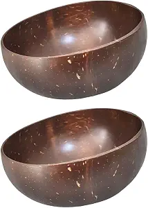 2pcs Natural Coconut Shell Fruit Serving Bowl, Brown Salad