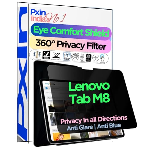 Image of PxIn Tablet Privacy Screen Guard compatible with Lenovo Tab M8 | No.1 | Anti Glare | Anti Blue Light | Anti UV | 4 Way Privacy Filter | 360 Privacy | Eye Protect
