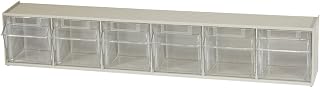 Akro-Mils TiltView 6-Bin Plastic Storage Cabinet - Tilt-Out Organizer for Office, Workshop, Classroom Supplies - Stackable, Wall-Mountable, Stone