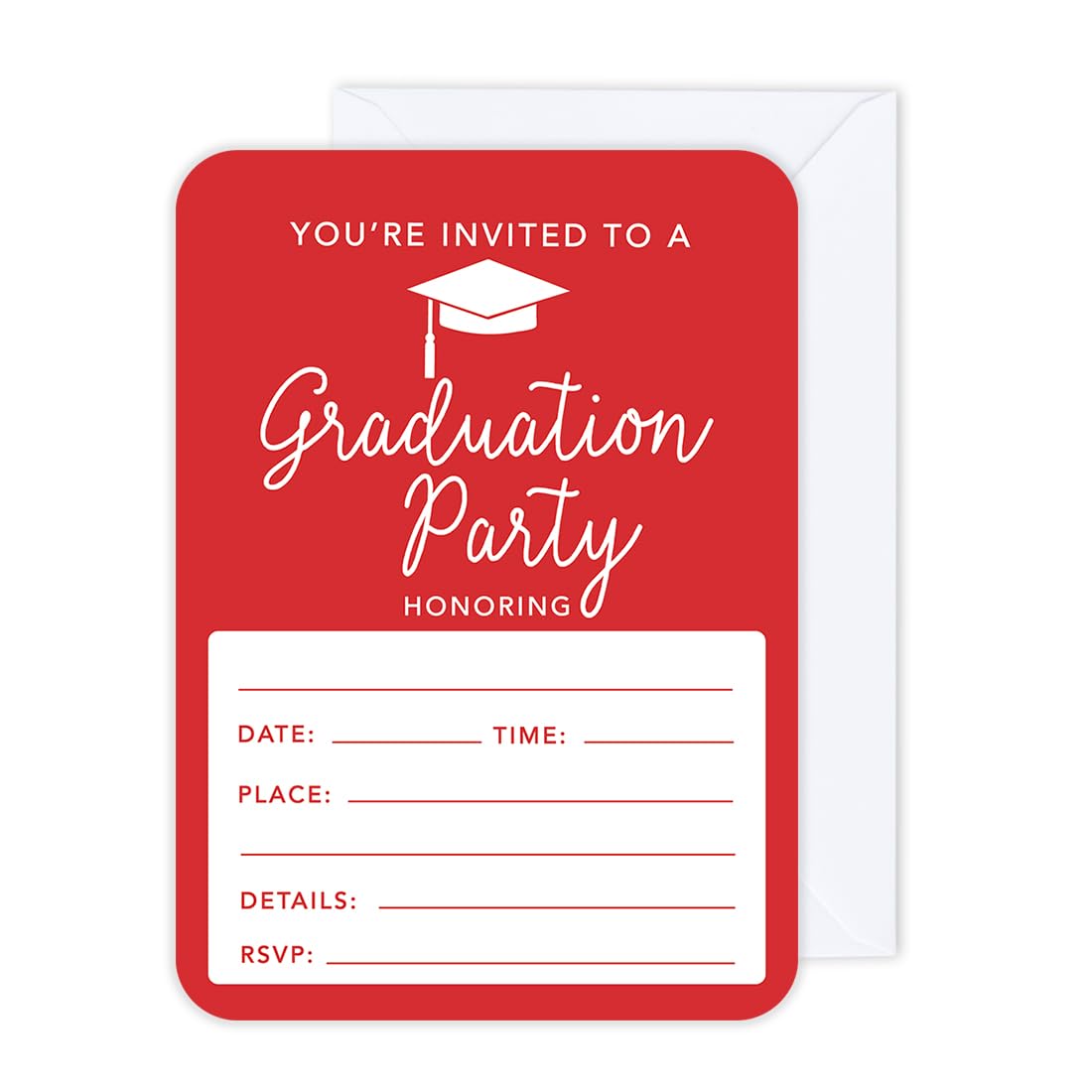 Andaz Press Graduation Invitations with Envelopes 5x7-Inch Red Graduation Invitations, 24-Pack, Grad Party Invites Grad Party Decorations 2026