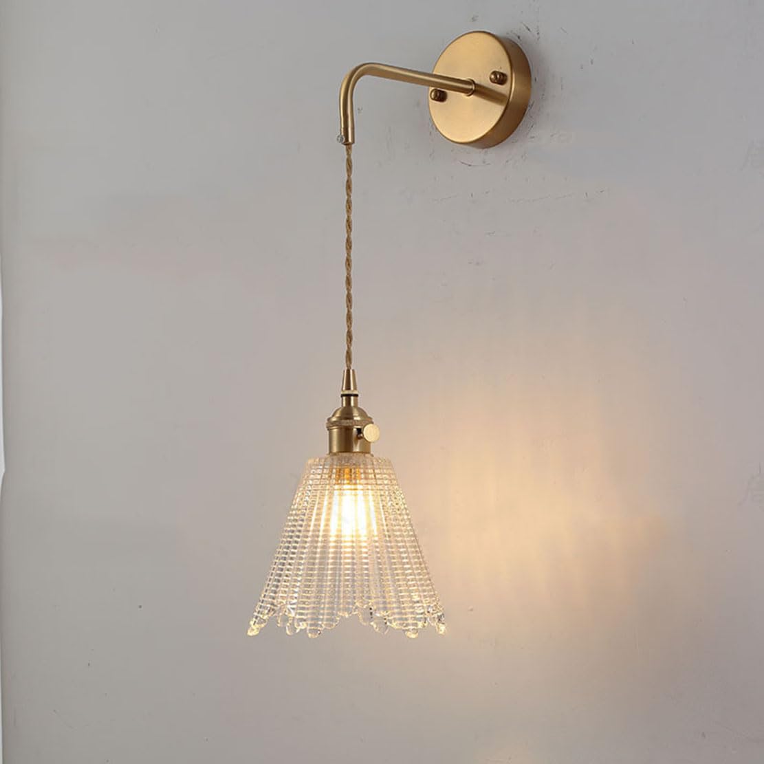 Huayusedf C Retro Wall Sconce With Glass Lampshade Living Room Brass Lights Bedroom Nordi Lamp Lighting Fixtures (O)(C)