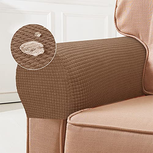 Lvoertuig Stretch Armrest Covers Armchair Slipcovers,2Pcs Waterproof Polyester Sofa Armrest Covers,Washable Armchair Slipcover Arm Cover Furniture Protector For Sofa Chair Recliner(Light Coffee) #TOP2