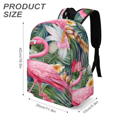 Flamingo Floral Pattern Printed Backpack Water-Resistant Pack Stylish Bag Lightweight Travel Backpack3