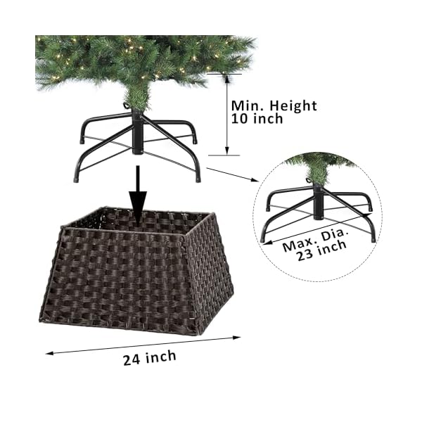 Christmas tree collar handmade artificial rattan wicker christmas stand tree collar basket base cover for holiday decoration square dark brown  urban country home decor