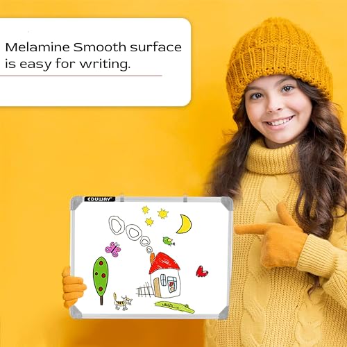 Image of Eduway Non Magnetic 2 in 1 Learn N Write 1x2 Feet Slate for Kids | Double Sided Front for Chalk & Reverse Dry Erase Marker Board with PVC Corners | Learning for Kids (29x59 Cms),(Green, White)