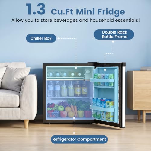 Image of Electactic 1.3 Cu.Ft Mini Fridge, Single Door Compact Refrigerator