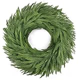 Wakeys 24' Norfolk Pine Wreath for Front Door, Real Touch Christmas Wreaths Artificial Greenery Realistic Wreath Holiday Winter Decoration for Home Decor Window Indoor Outdoor