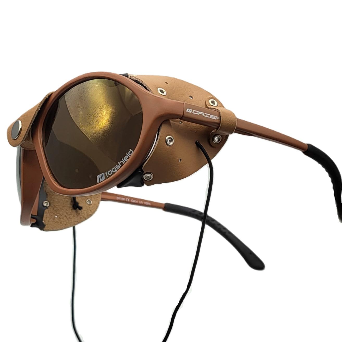 Lunettes d'expédition avec protection du nez et des côtés en cuir - Lunettes coupe-vent comme lunettes de plage, de glacier, de safari