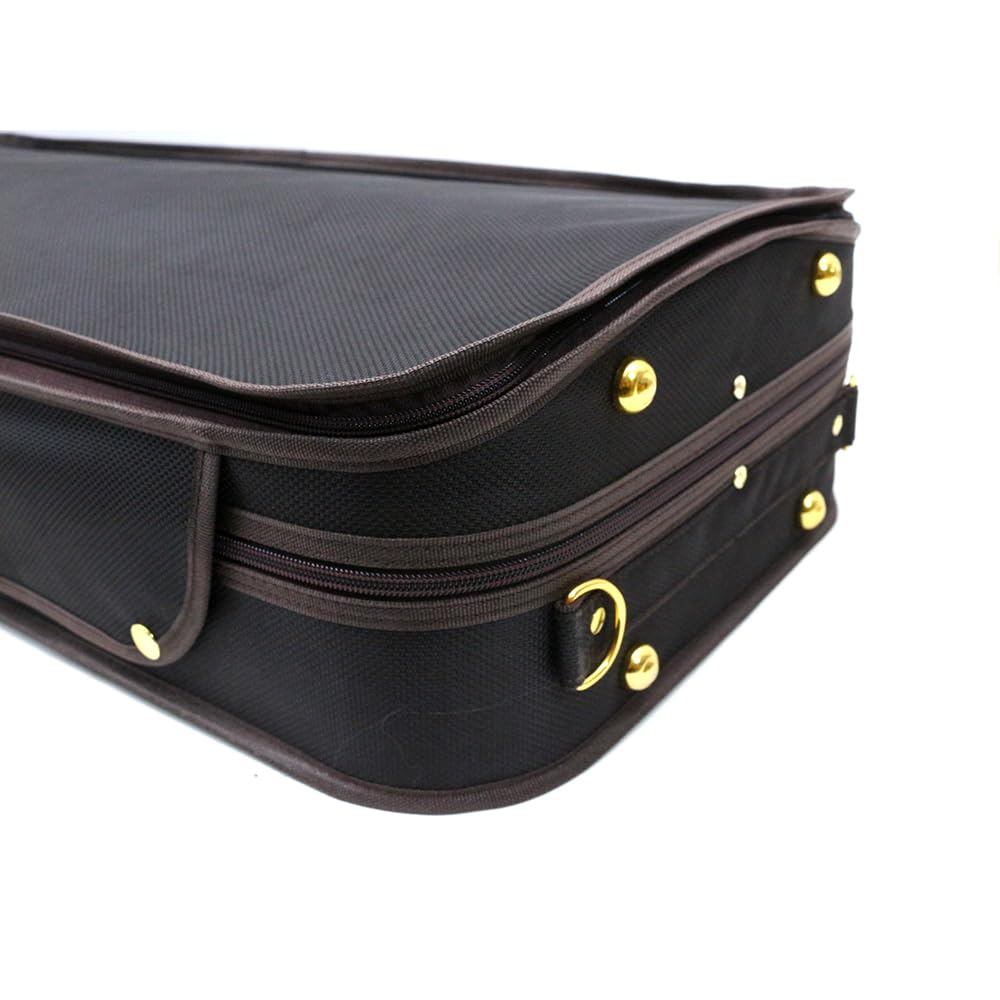 Custodia per violino doppia, in legno, per due violini 4/4, dimensioni standard, in nylon Oxford, interno in seta con cinturino posteriore (interno blu)