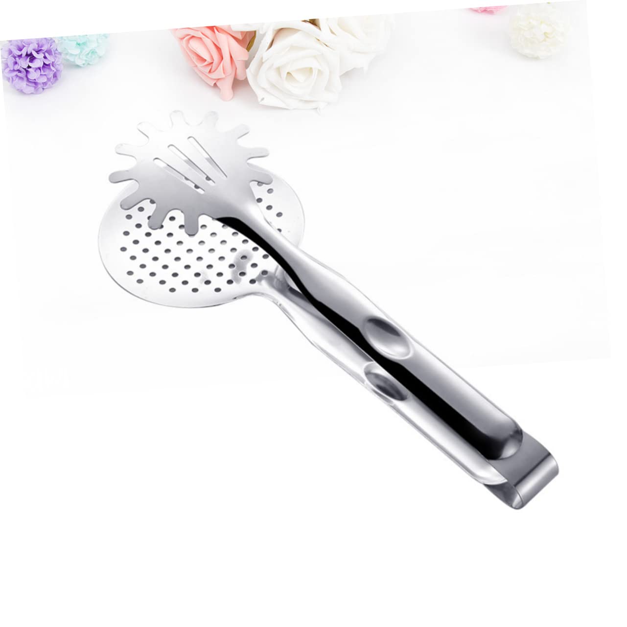 TIDTALEO 1pc Silver Metal Barbecue Oil Draining Tongs