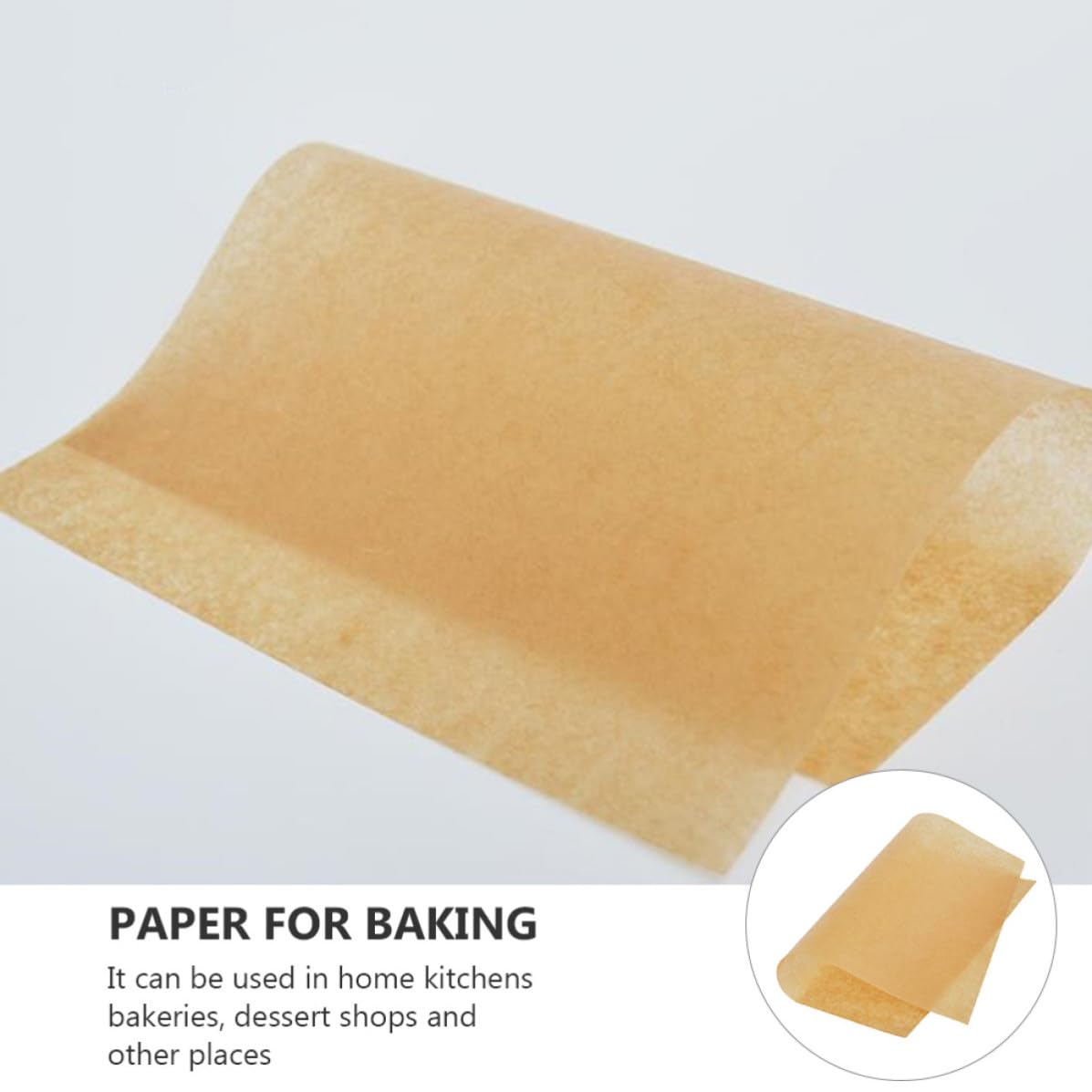 jojofuny Papel para Hornear de Cocina Marrón de Kraft, Antiadherente Alta Conductividad Térmica, 100 Hojas para Panaderías y Tiendas de Postres