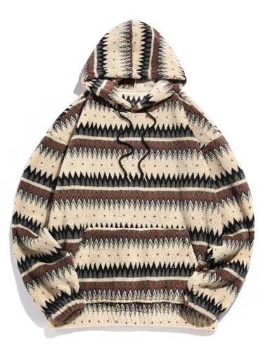 ZAFUL Men's Hoodies Ethnic Style Contrast Binding Kangaroo Pocket