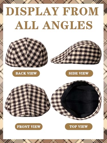 Image of Newcotte Newsboy Cap for Men Classic Herringbone Tweed Flat Cap Irish Beret Hat for Cabbie Driving Hunting