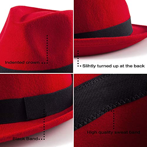 Image of LADYBRO Straw Trilby Fedora Hat for Men Women 1920s Wool Felt Panama 7 1 /4