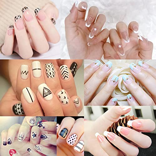 Gihenhao 3200 Pieces 5 Designs French Manicure Nail Art Stickers Strips Self-Adhesive Nail Sticker Tips For Diy Decoration Stencil Tools(5 Moon Shape Design, 75 Sheets) (A-01) #TOP5