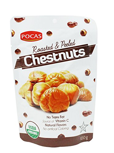 Pocas Organic Peeled & Roasted Chestnuts, 100 Gram (Pack of 6)