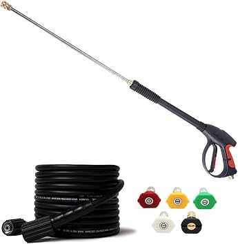 3000 PSI Pressure Washer Gun and Hose Kit, Pressure Washer Gun Replacement Kit with 26ft Hose, 21" Extension Wand & 5 Quick Connect Nozzles