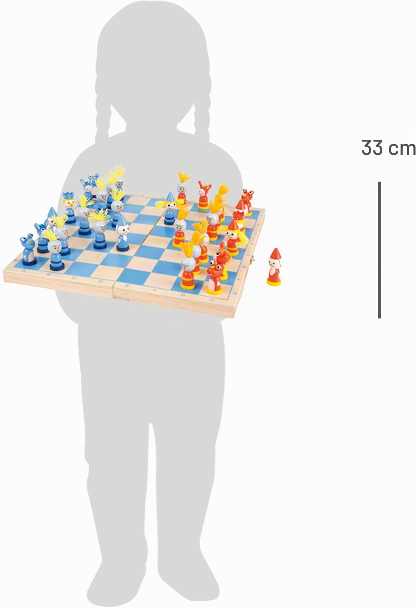 6084 Scacchi "Cavaliere" small foot in legno, gioco da viaggio con 32 scacchi in stile cavalleresco in legno, dai 6 anni in poi