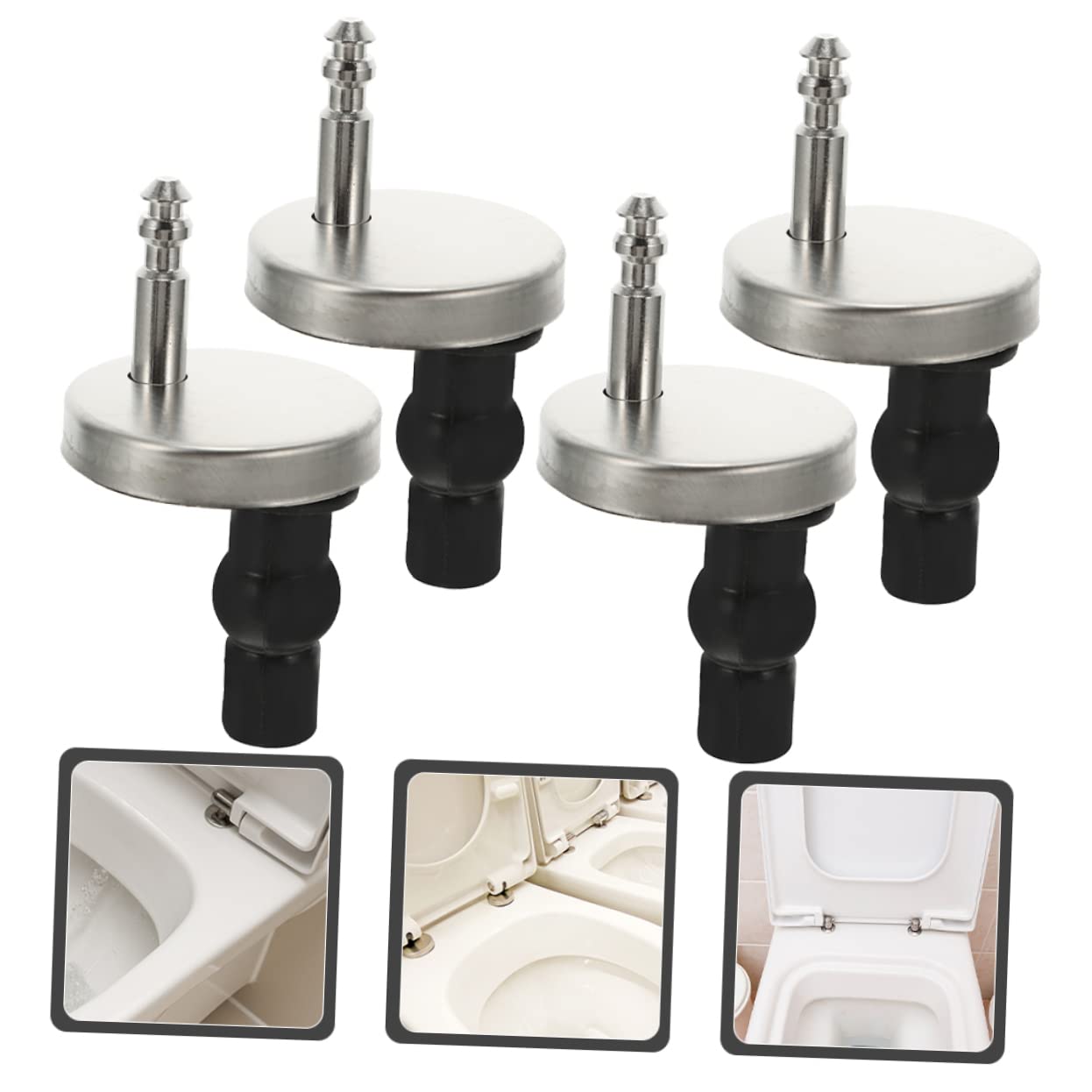 Set 2 Bulloni e Viti Fissaggio Sedile Wc, Raccordi a Sgancio Rapido per Cerniere Superiori, Compatibili Sedili Standard in Legno, Resina e Plastica, Accessori Riparazione Toilette