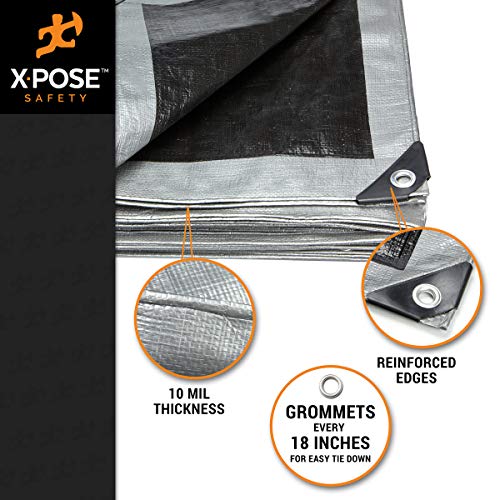 image for Heavy Duty Poly Tarp - 20' x 20' - 10 Mil Thick Waterproof, UV Blockin