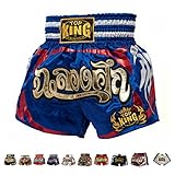 Top King Boxing Muay Thai Shorts Normal or Retro Style Size S, M, L, XL, 3L, 4L (Blue Celebration L)