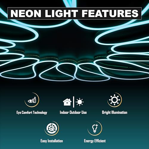 Image of Forus 5 Meter LED Neon Strip Light - Ice Blue, Flexible Waterproof Rope Lights 16.4 Feet, Indoor Outdoor Diwali Decorative Cove Lighting, Home Office Shop Decor, Custom Names Signage, 1 Yr Warranty