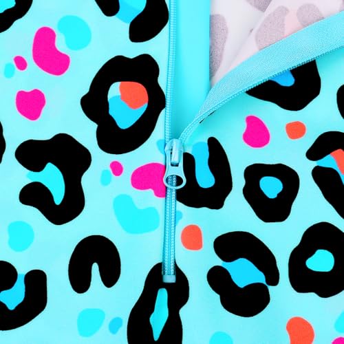 Image of TFJH E Short Sleeve Girls Swimsuits UV 50+ One Pieces Zipper 2-14Y | From beach vacations and pool parties to cruises and water parks, this colorful floral swimsuit is her summer favorite