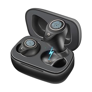 Kinsound True Wireless Earbuds, Noise Cancellation Bluetooth 5.0 in-Ear Earphones Support Mic for Calling IPX5 Water Resistant with Charging Case, 26 Hours Total Playtime (Black)