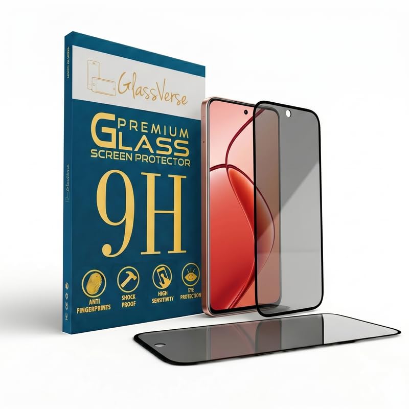 Image of GlassVerse Privacy Tempered Glass for Realme C65 5G | Anti Spy Screen Protector, 9H Hardness, Edge to Edge, Case Friendly, Hassle-less Installation Kit Included. (Pack of 2)