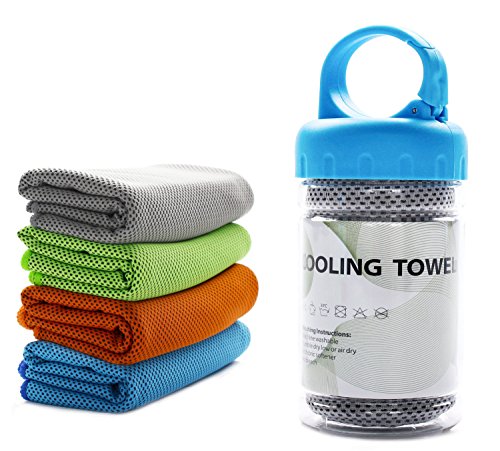 TANCANO Sports Towel for Instant Cooling Relief Microfiber Towels for Golf Workout Swimming Gym Yoga Travel Camping Fitness 40"x12" Sweat Towel, Grey