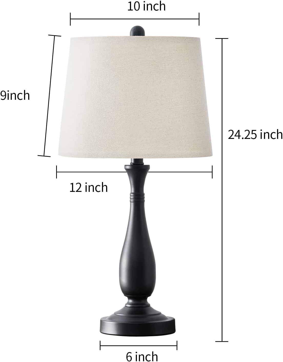 🔥 Cashback up to 70% PORTRES 24.25'' USB Table Lamp Set of 2 for Living Room Modern Nightstand Lamps for Bedroom Kids Room Study Room Dorm Office Table Lamps Black