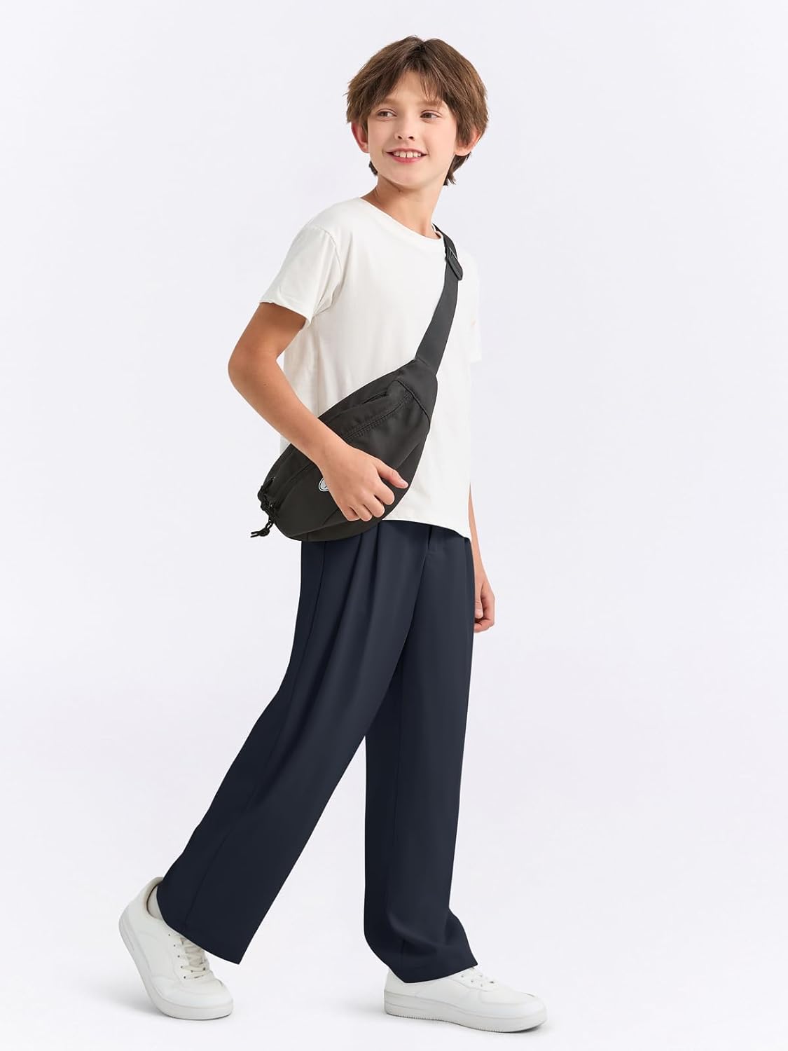 Haloumoning Boys Dress Pants Kids High Waisted Wide Leg Uniform Pants Casual Trousers with Pockets 5-14 Years - Image 6