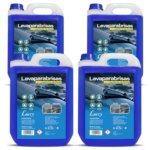 LUCCY Lavaparabrisas Coche Anti Lluvia - 20 Litros - Líquido Limpiaparabrisas Anticongelante Protección -5ºC