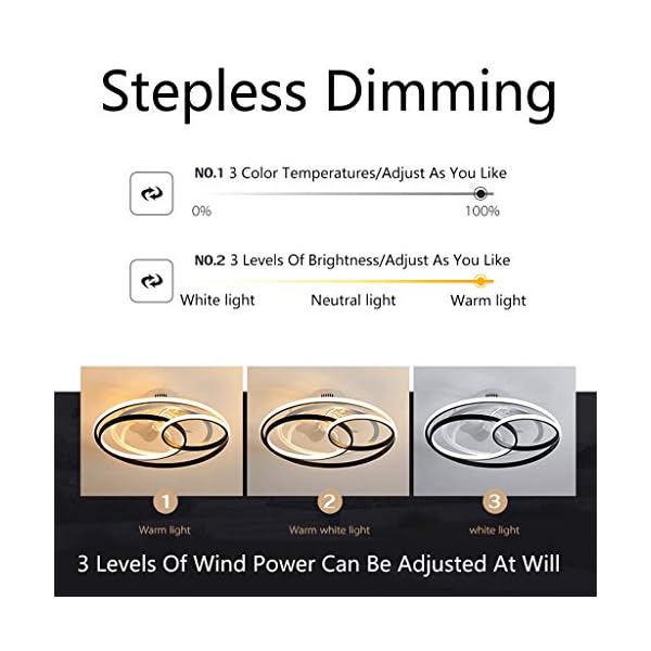 Ceiling Fan with Lighting LED Ceiling Lights Dimmable Remote Control Creative Soft Fan Bedroom Ceiling Lamp Modern Invisible Fan Ceiling Light Living Room Nursery Dining Room - Image 7