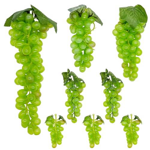 Woohome 8 Uvas Artificiales, Verde Simulación Uvas Artificial Lifelike Fruta, Uvas Realista Decoración para Frutas Accesorios, Frutas Decorativas
