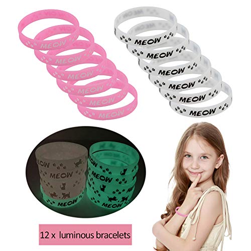Foci Cozi 84 Pack Meow Cat Party Favors Supplies-Cat Necklaces,Bracelets, Keychains, Hair Clips, Tattoos,Brooch, Gift Bags Kids Girls Goodie Bags Birthday Party Supplies #TOP2