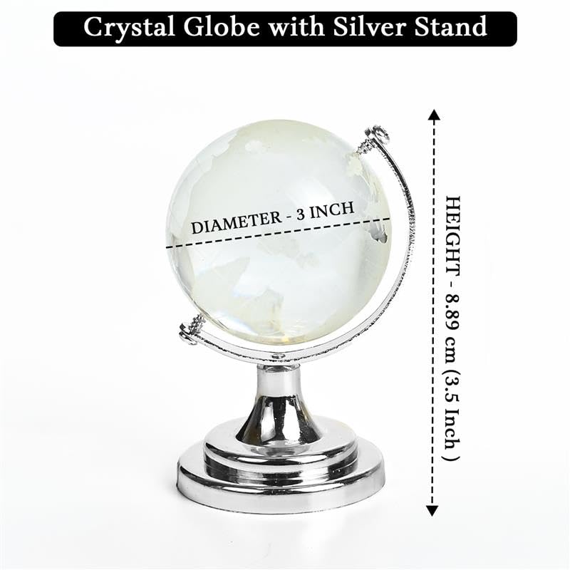 Image of ZAICUS Crystal Ball Showpiece with Stand for Office Desk, Home Decor, Tabletop | Glass Sphere Gift for Boss, Friends, Students | Vastu Decorative Showpiece for Good Luck, Success & Positive Energy
